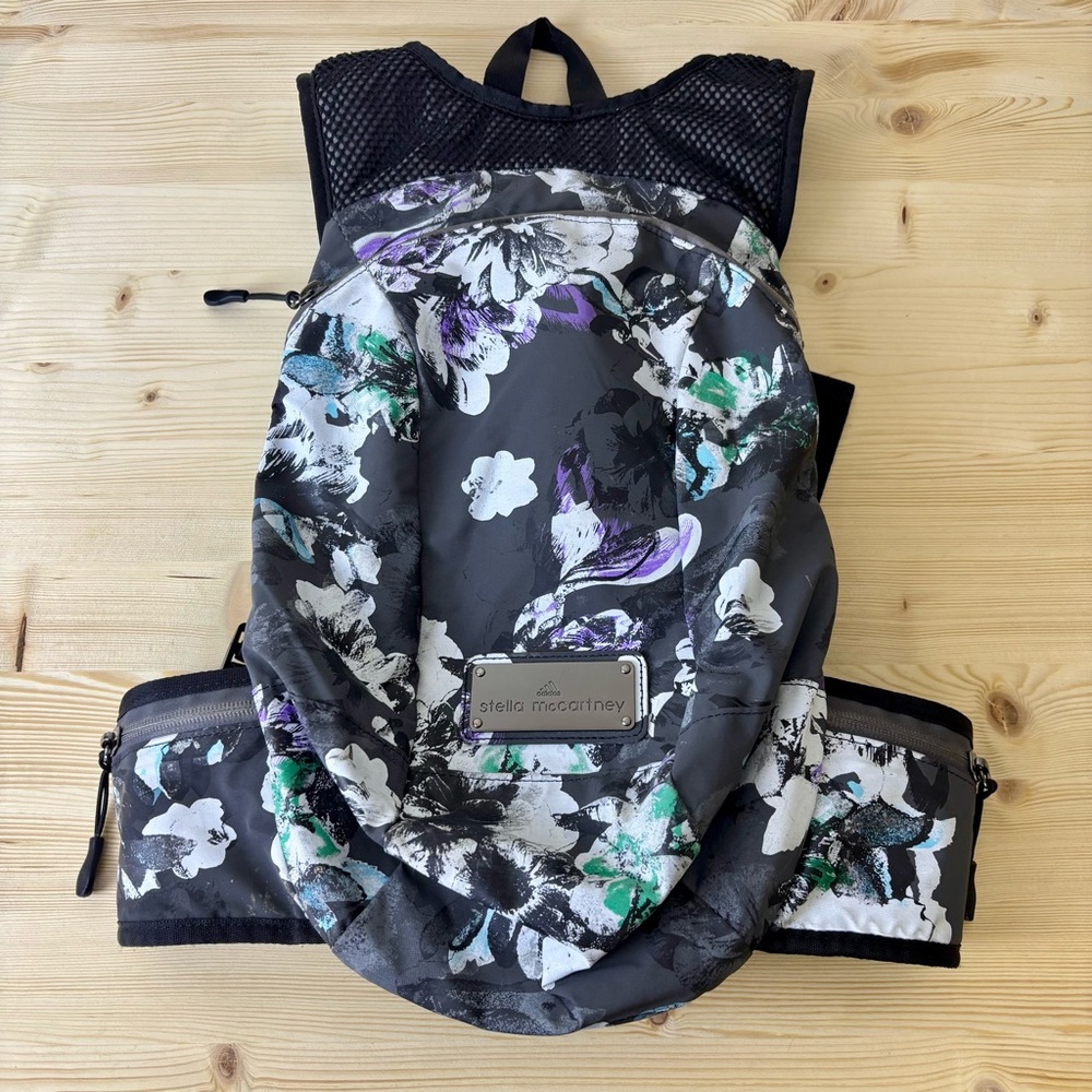 Adidas By Stella McCartney Floral & Black Reflective Run Hike Backpack Athletic